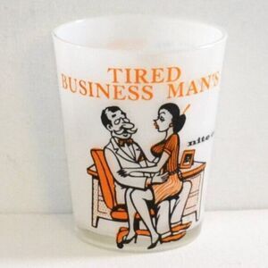 Vintage MCM Whimsical Risque Drink Glass Business Man's Night Cap Barware